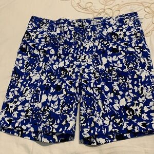 Mario Serrani Italy Comfort Stretch Shorts Blue Wh Black Size 12 Mint Condition